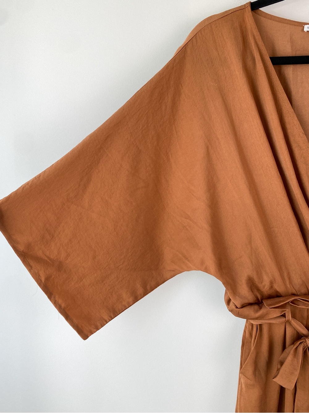 Baltic Born Womens Satin Jumpsuit M Camel Brown Santana Wide Leg Belted Minimal